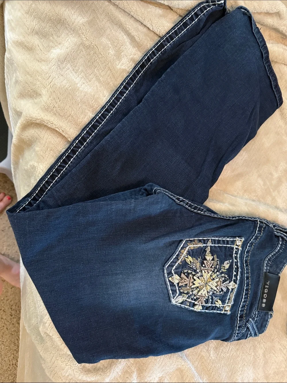 Vigoss Dark Blue Bootcut Jeans with Embroidered Back Pocket